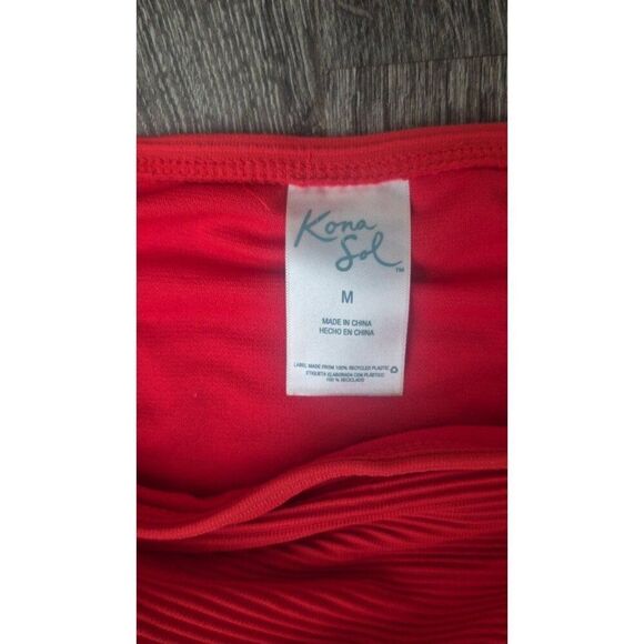 Kona Sol Red Twist Bandeua Ribbed 2pc.Bikini Swimsuit Women's Size Medium - Picture 3 of 4